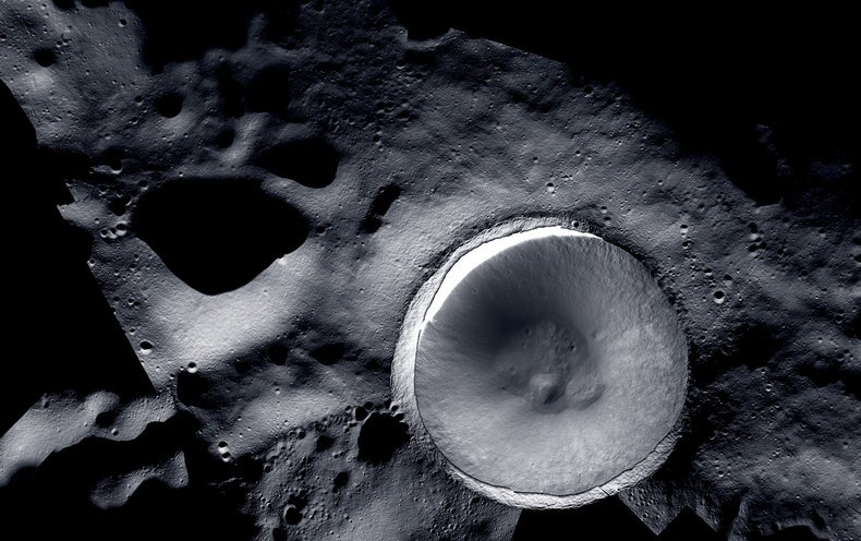 NASA's Gorgeous New Moon Image Paints Shackleton Crater in Light and Shadow